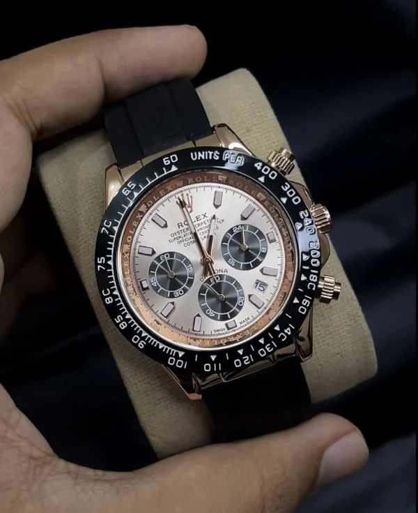 Rolex Daytona watch for men (Panda) silicon belt