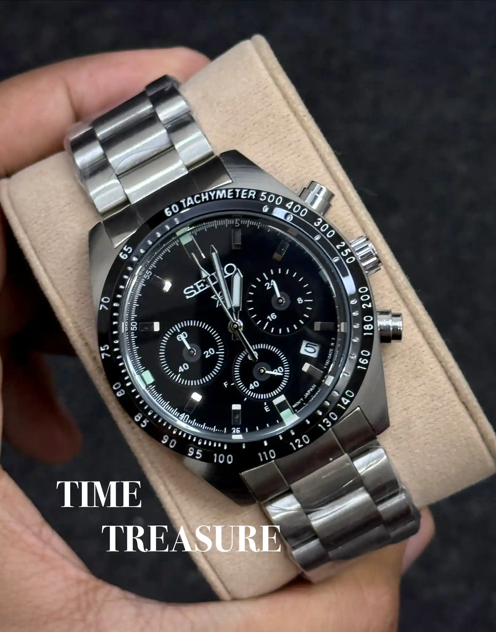 Seiko Prospex Black dial chronograph watch for men