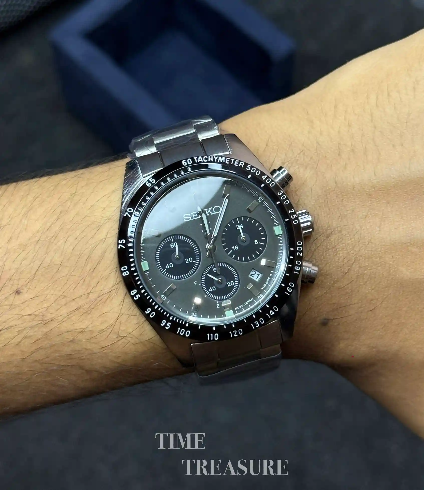 Seiko Prospex Black dial chronograph watch for men | Gray - Image 2