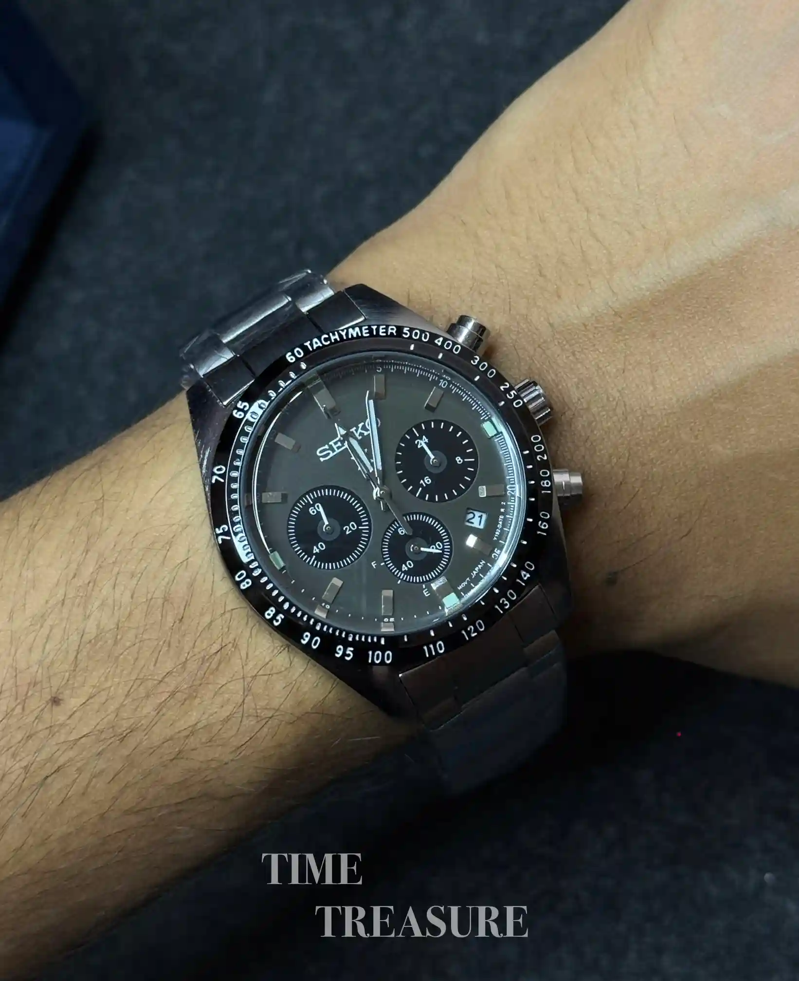 Seiko Prospex Black dial chronograph watch for men | Gray