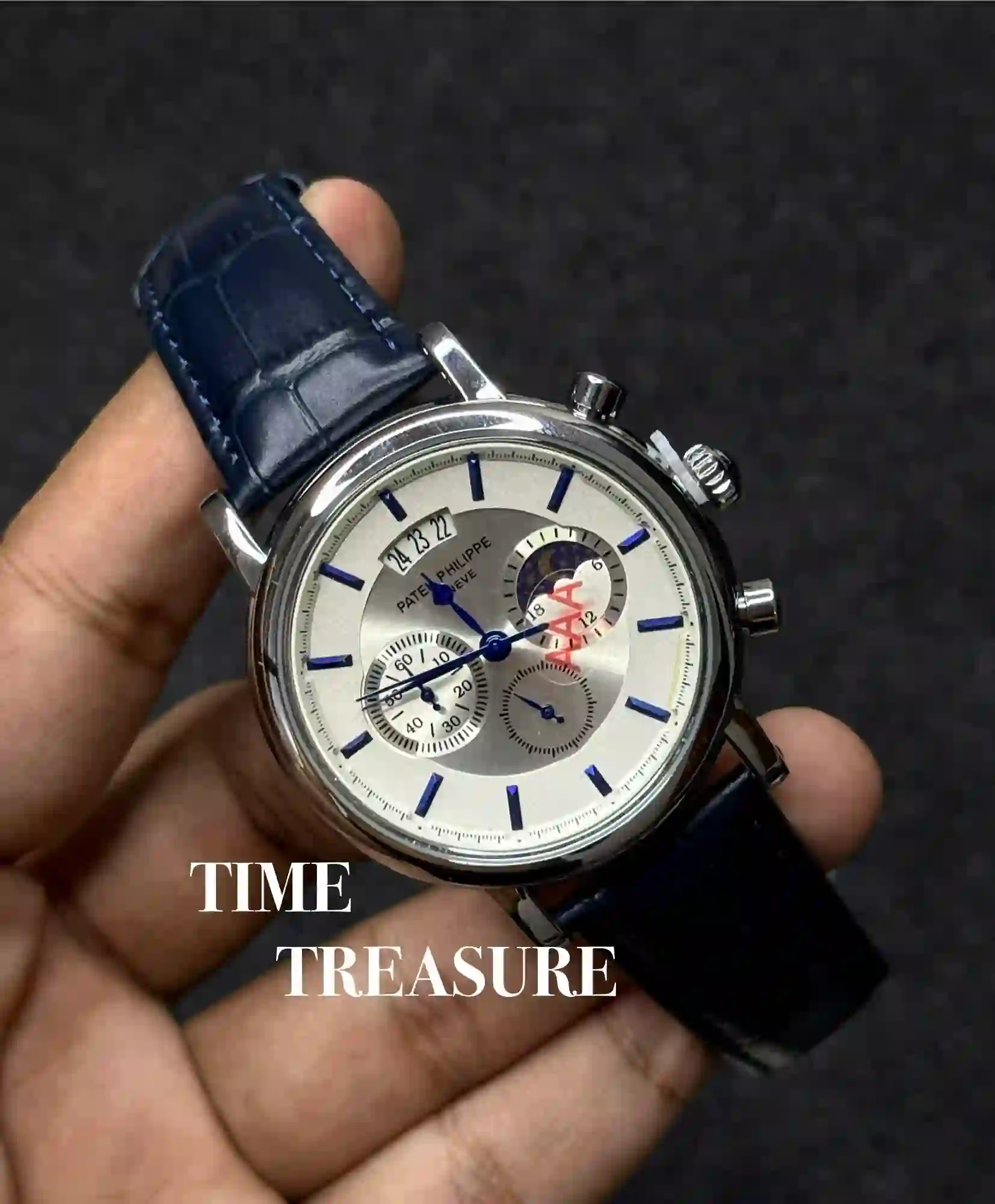 Patek Philippe chronograph formal watch moonphase | white